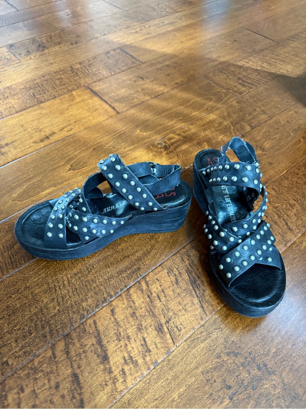 Kids Black Studded Platform Sandals